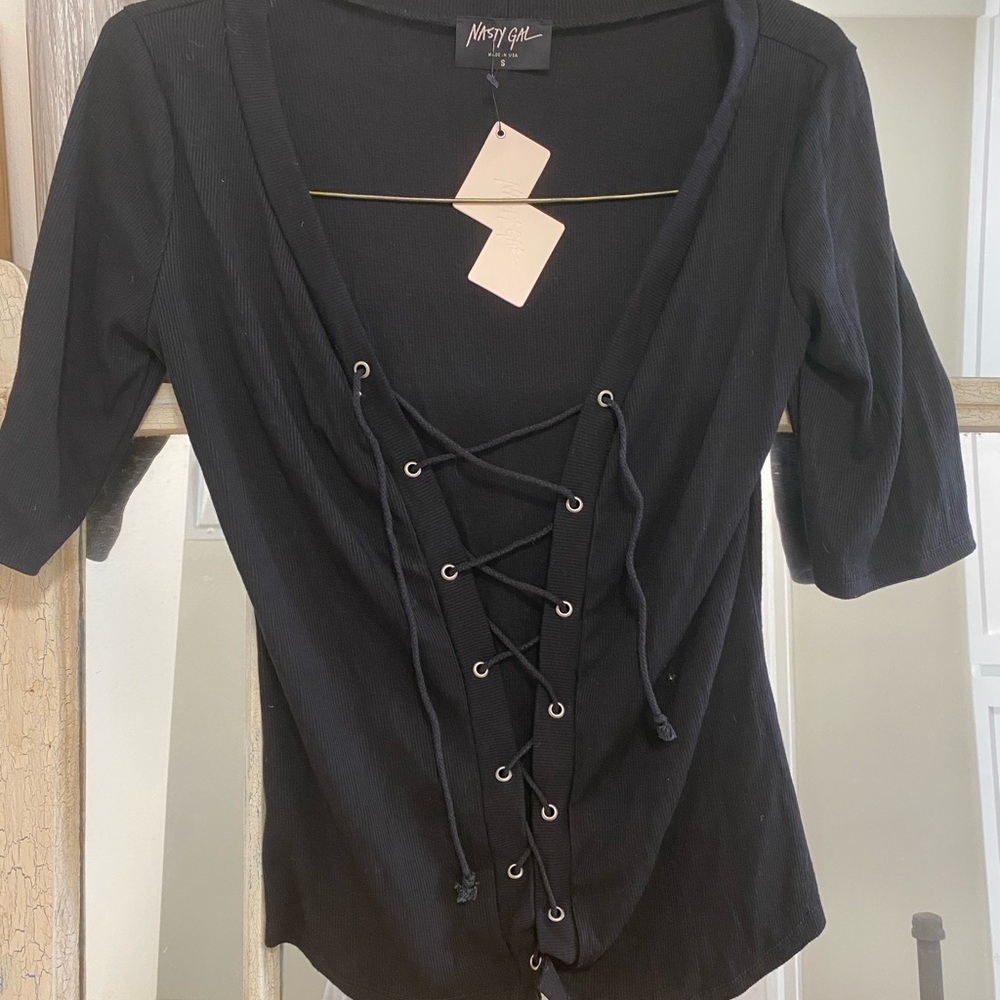 NWT Nasty Gal Lace-Up Top